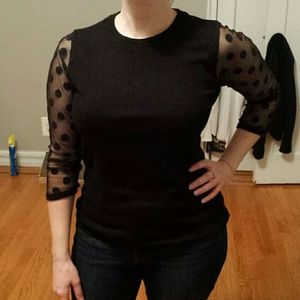 LOFT sheer sleeve crew neck sweater